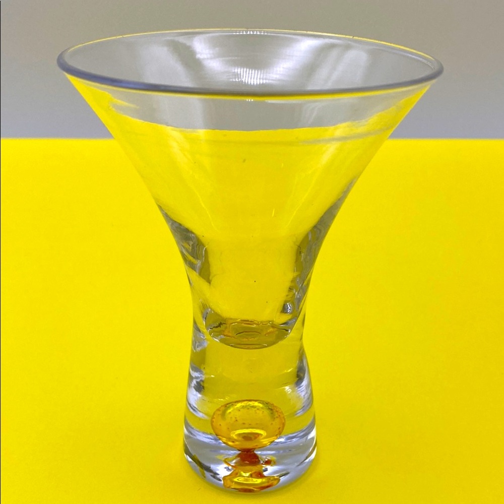 Vintage Shot Glass With Yellow Colored Ball Inside